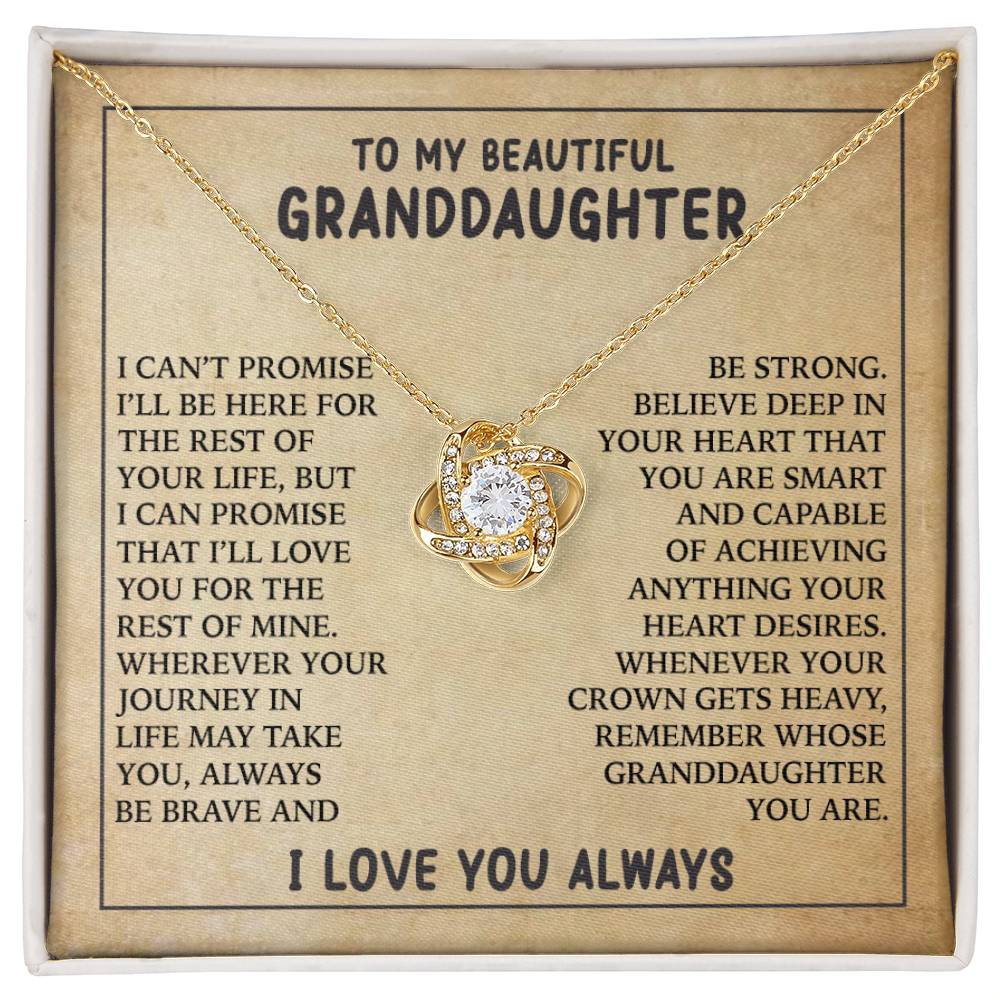 To My Beautiful Granddaughter - Always Be Brave And Be Strong - Love Knot Necklace 01
