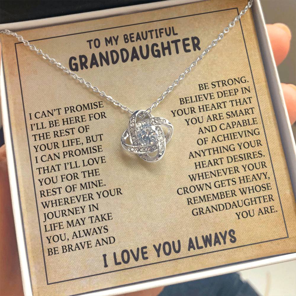 To My Beautiful Granddaughter - Always Be Brave And Be Strong - Love Knot Necklace 01