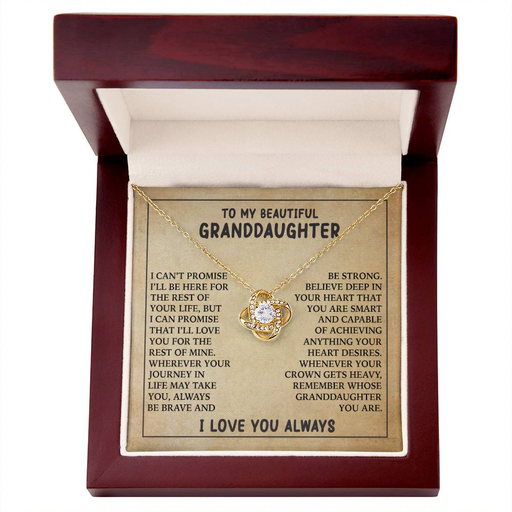 To My Beautiful Granddaughter - Always Be Brave And Be Strong - Love Knot Necklace 01