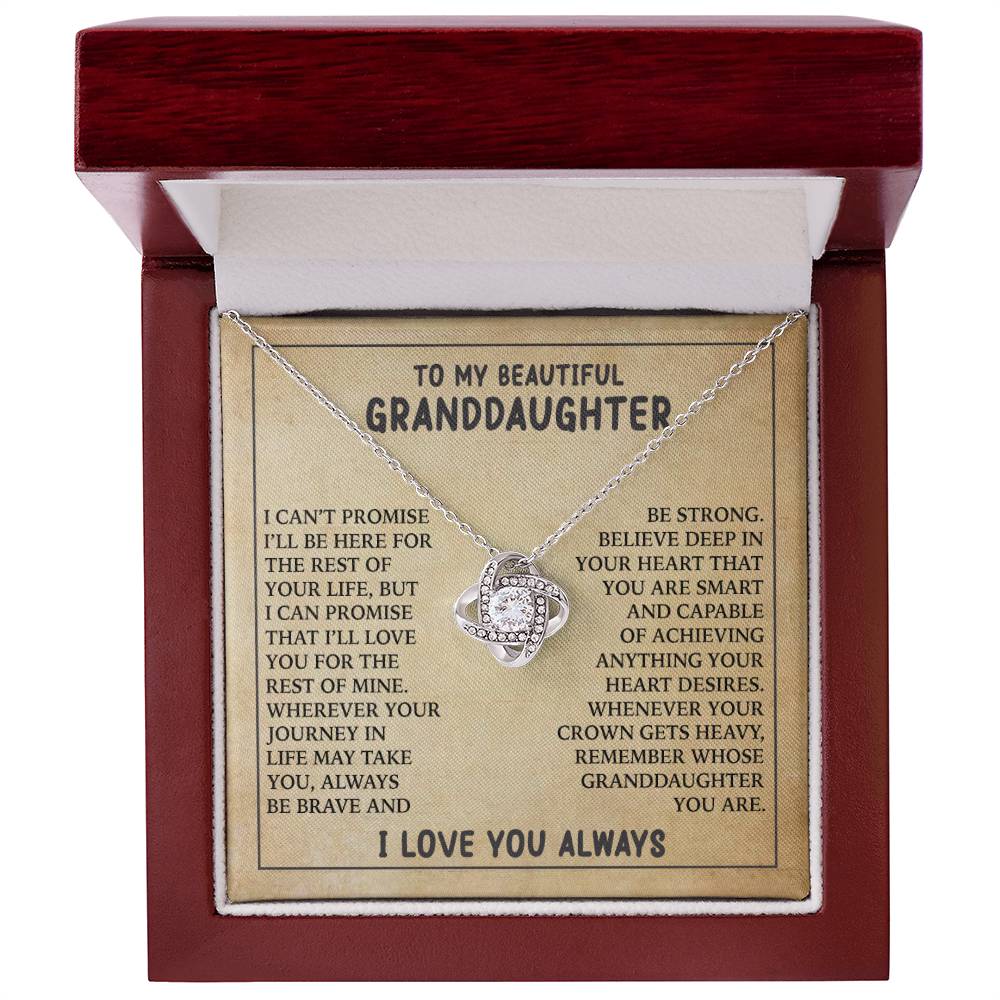 To My Beautiful Granddaughter - Always Be Brave And Be Strong - Love Knot Necklace 01