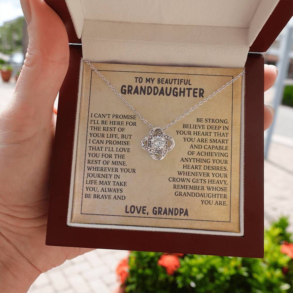 [ALMOST SOLD OUT] To My Beautiful Granddaughter - Always Be Brave And Be Strong - Love Knot Necklace