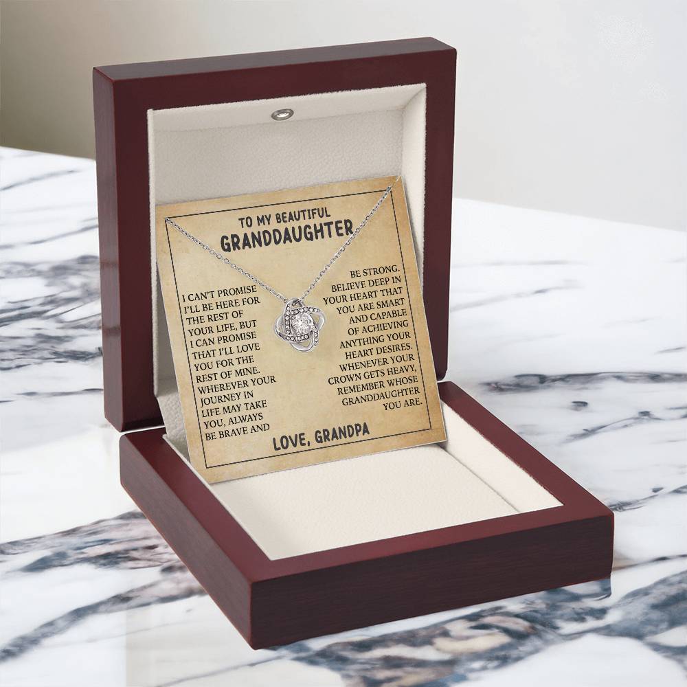 [ALMOST SOLD OUT] To My Beautiful Granddaughter - Always Be Brave And Be Strong - Love Knot Necklace