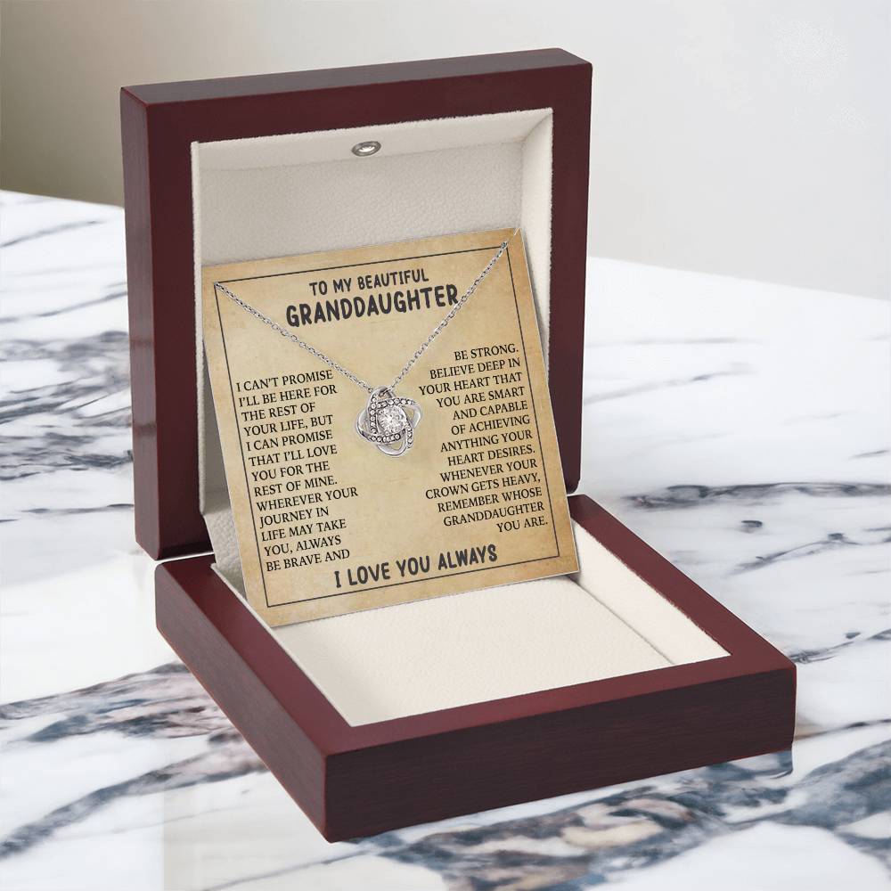 To My Beautiful Granddaughter - Always Be Brave And Be Strong - Love Knot Necklace 01