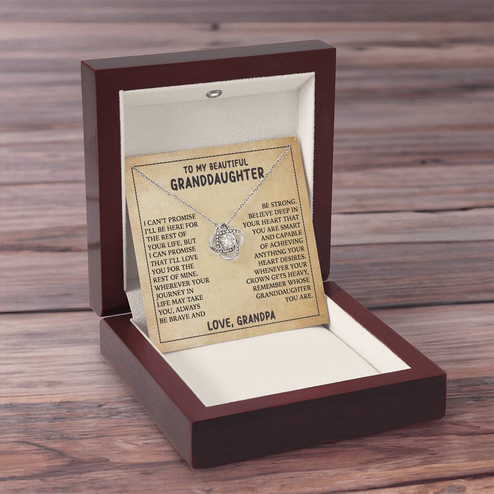 [ALMOST SOLD OUT] To My Beautiful Granddaughter - Always Be Brave And Be Strong - Love Knot Necklace