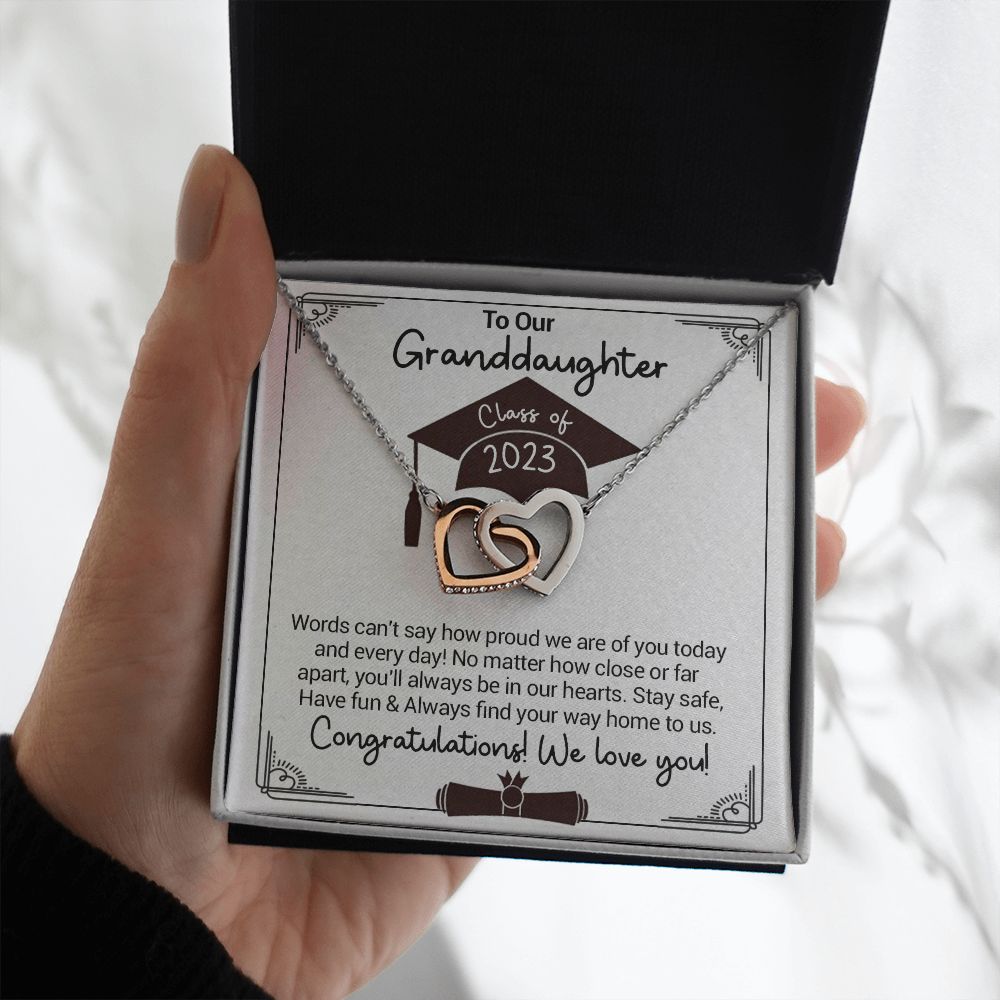 To Our Granddaughter - Graduation Interlocking Hearts Necklace