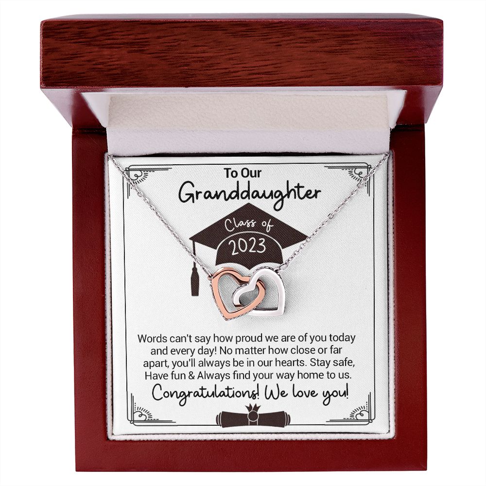 To Our Granddaughter - Graduation Interlocking Hearts Necklace