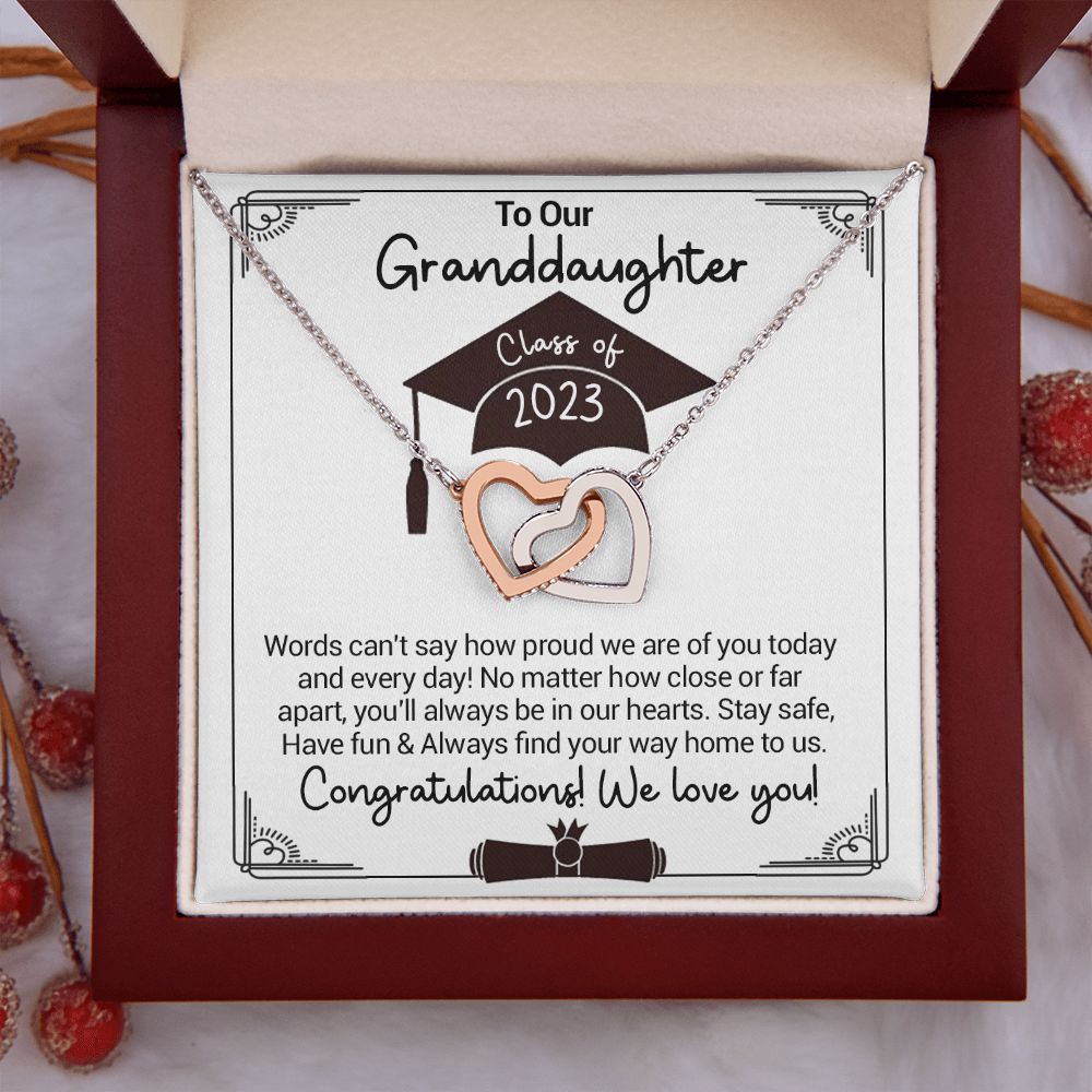 To Our Granddaughter - Graduation Interlocking Hearts Necklace