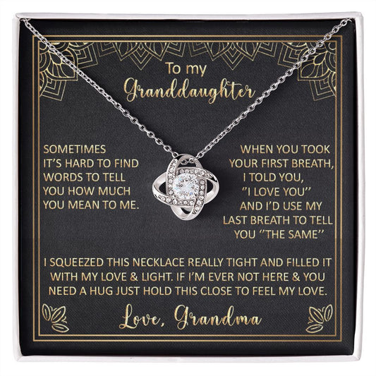 To My Granddaughter - Sometimes It's Hard To Find Words - Love Knot Necklace