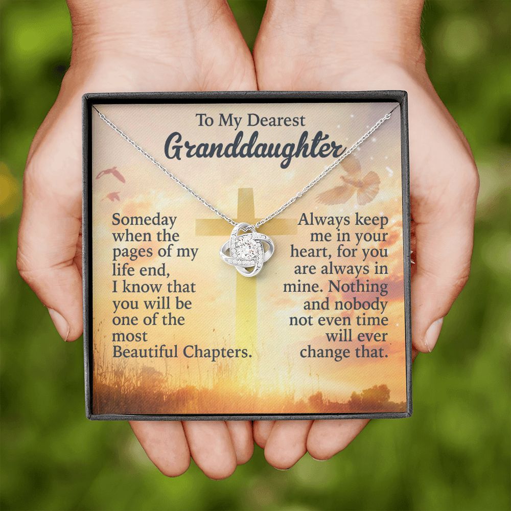 To My Dearest granddaughter - Keep Me In Your Heart - Love Knot Necklace