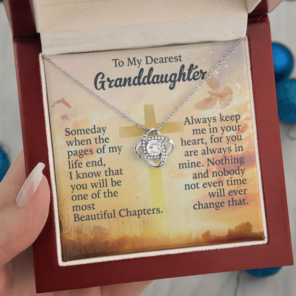 To My Dearest granddaughter - Keep Me In Your Heart - Love Knot Necklace