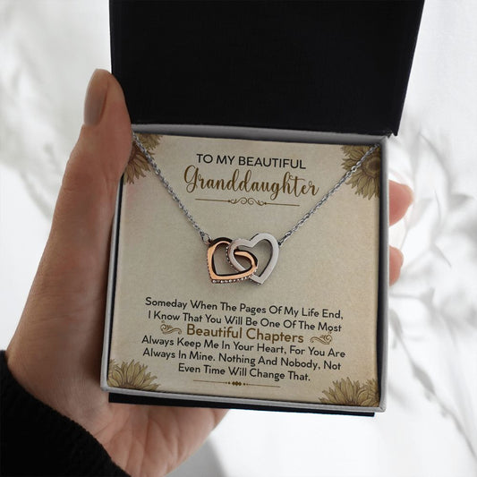 To My Beautiful Granddaughter - Always Keep Me In Your Heart - Interlocking Hearts Necklace